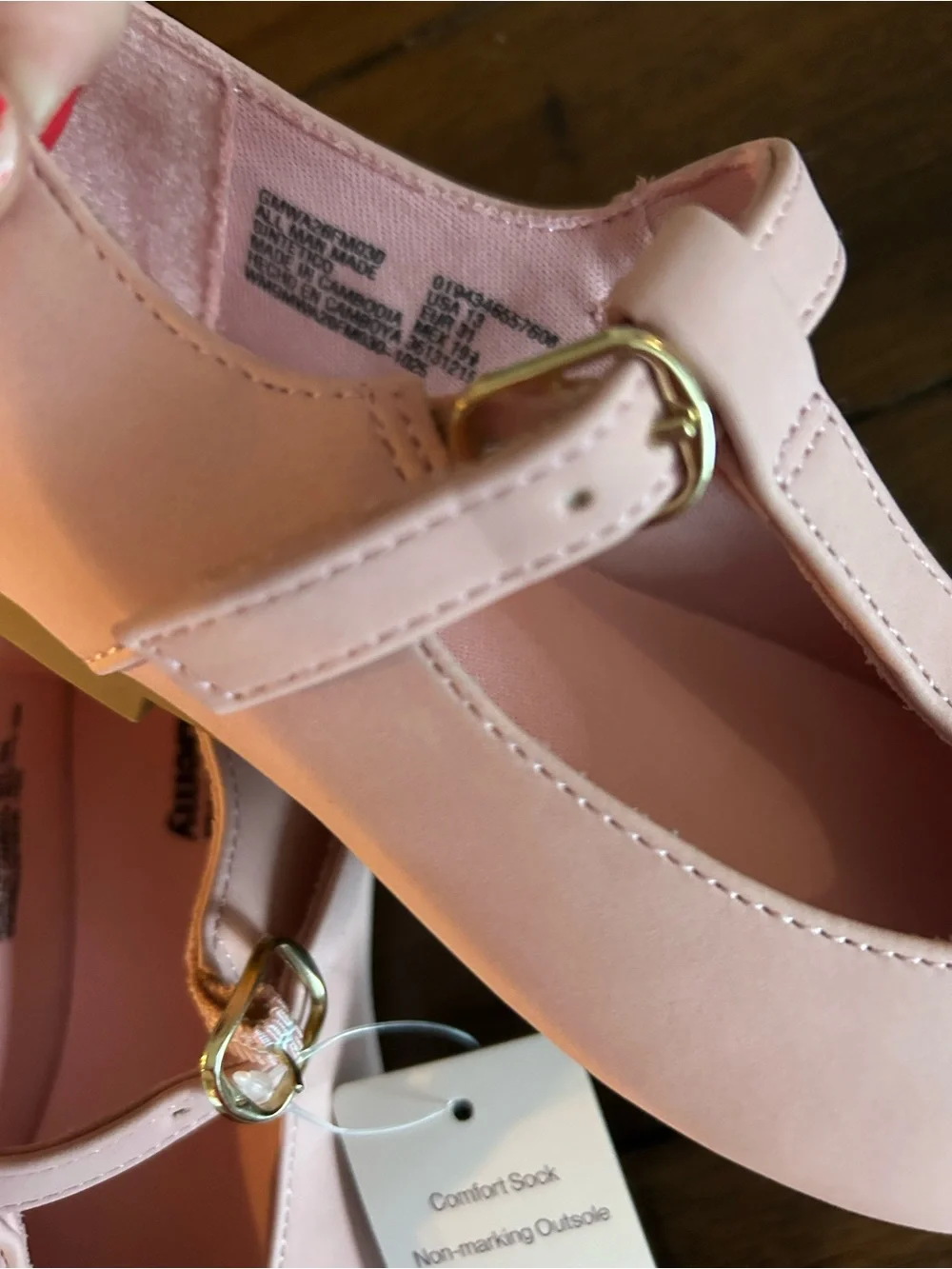 Girls' Pink T-Strap flat Dress Shoes
